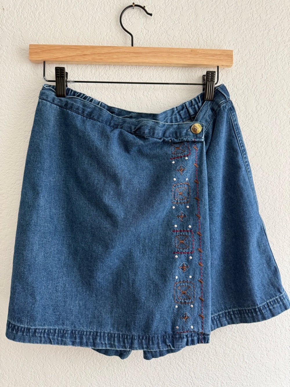 White Stag Blue Vintage Denim Skort Embroidered Cotton SZ8